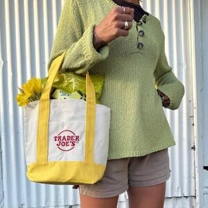 NWT TRADER JOE’S Mini Canvas Tote-Yellow